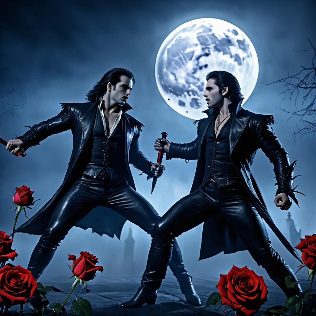 Epic Vampire Duel Under Full Moon