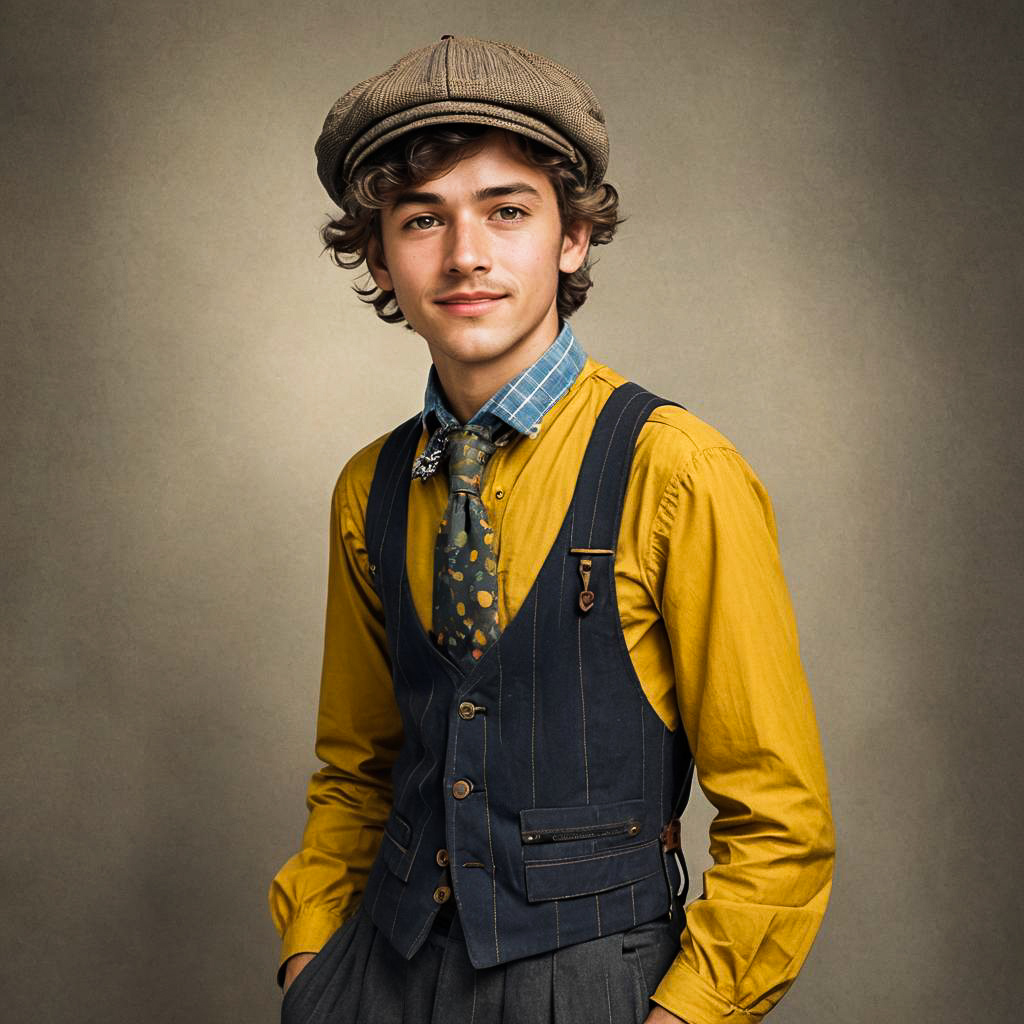 Cheerful 1920s Newsboy Photo Shoot