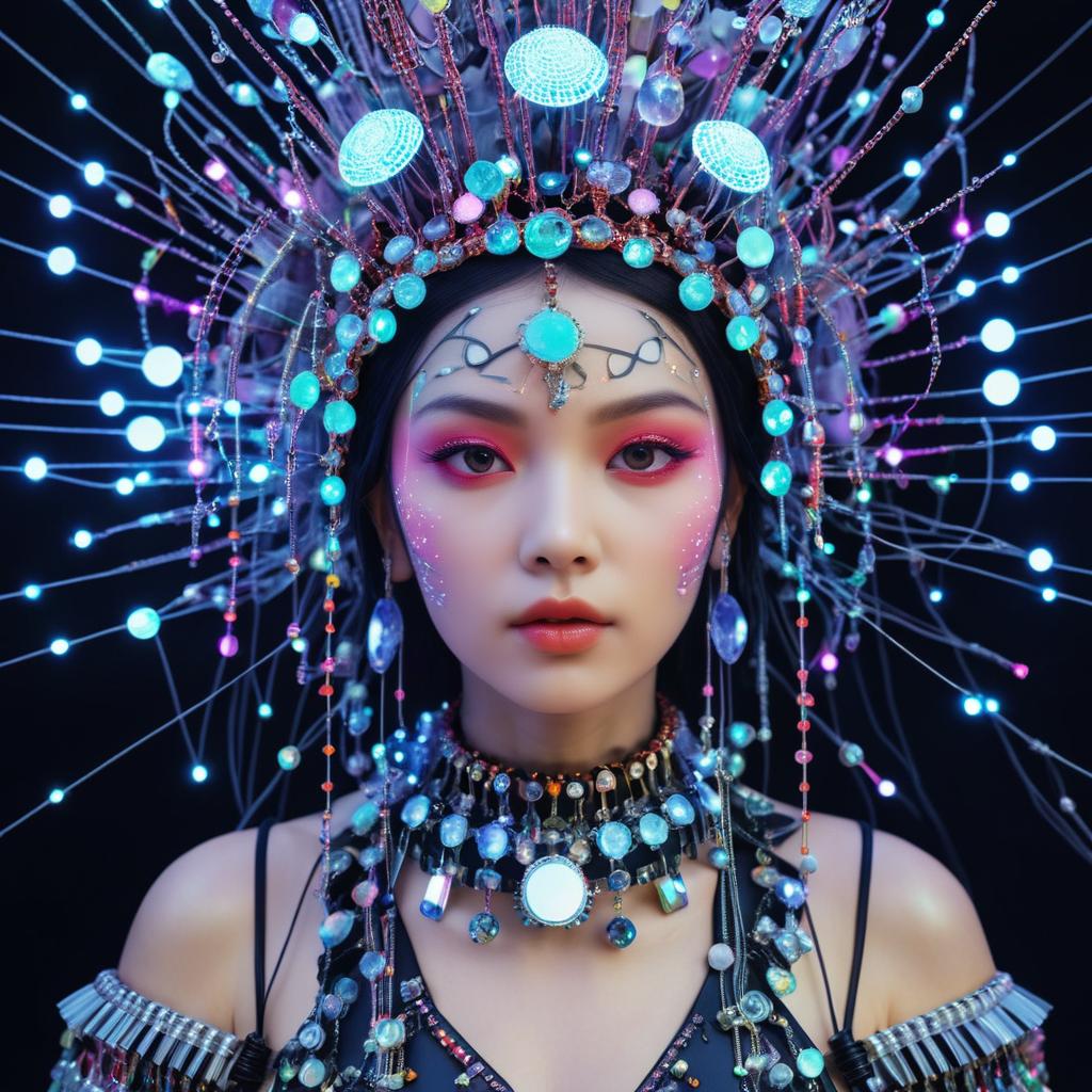 Biopunk Woman with Crystal Headpiece