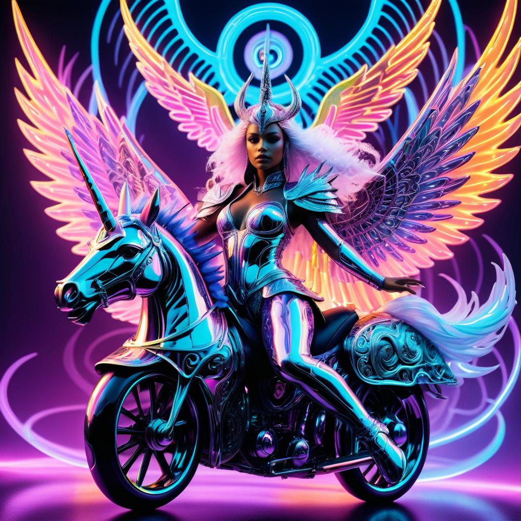 Trippy Angelic Warrior on Unicorn