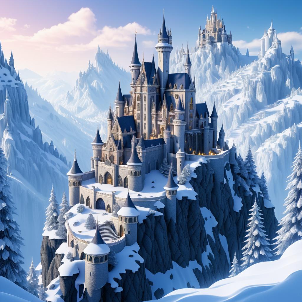 Enchanted Gothic Castle in Snowy Heights