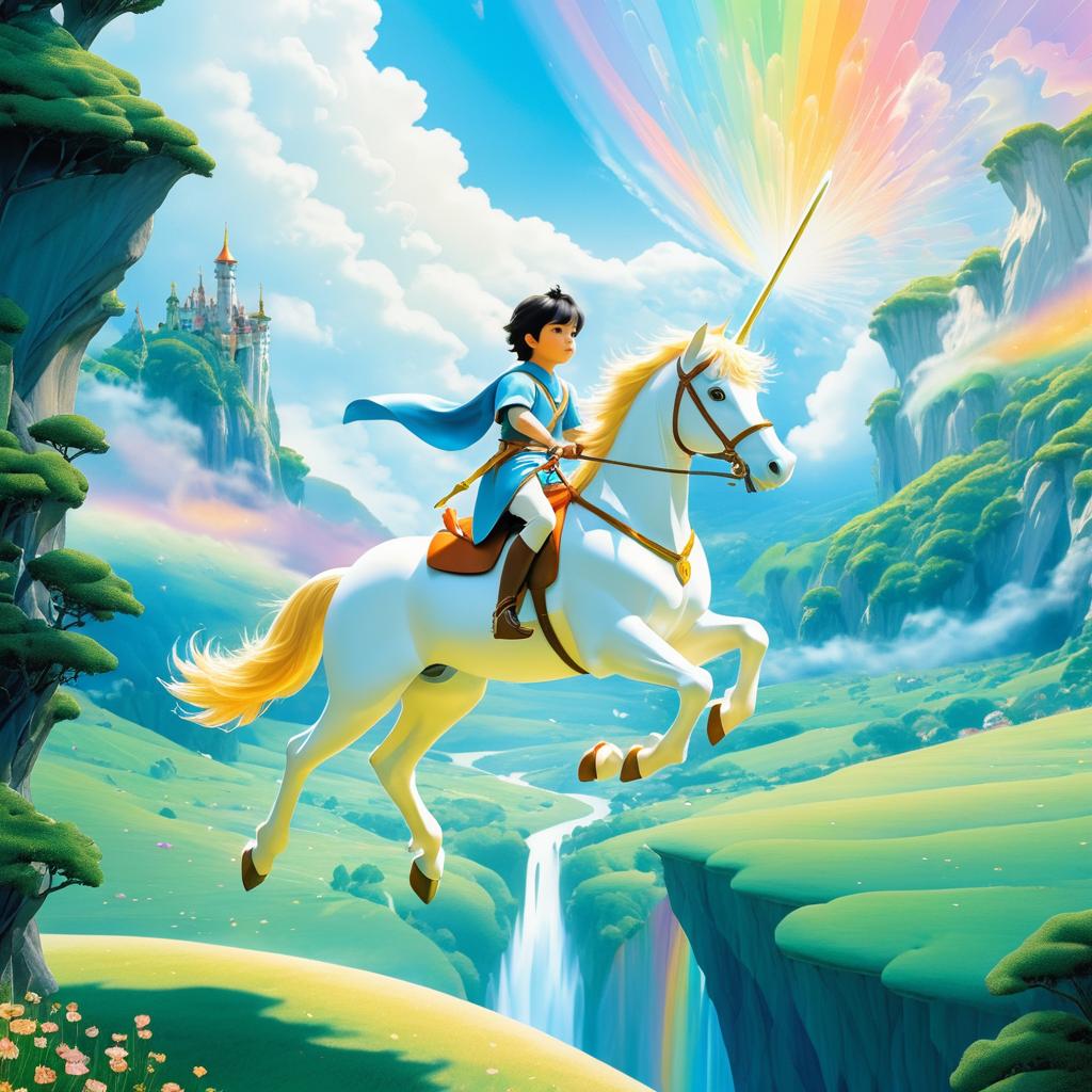 Brave Knight and Unicorn in Dreamy Valley