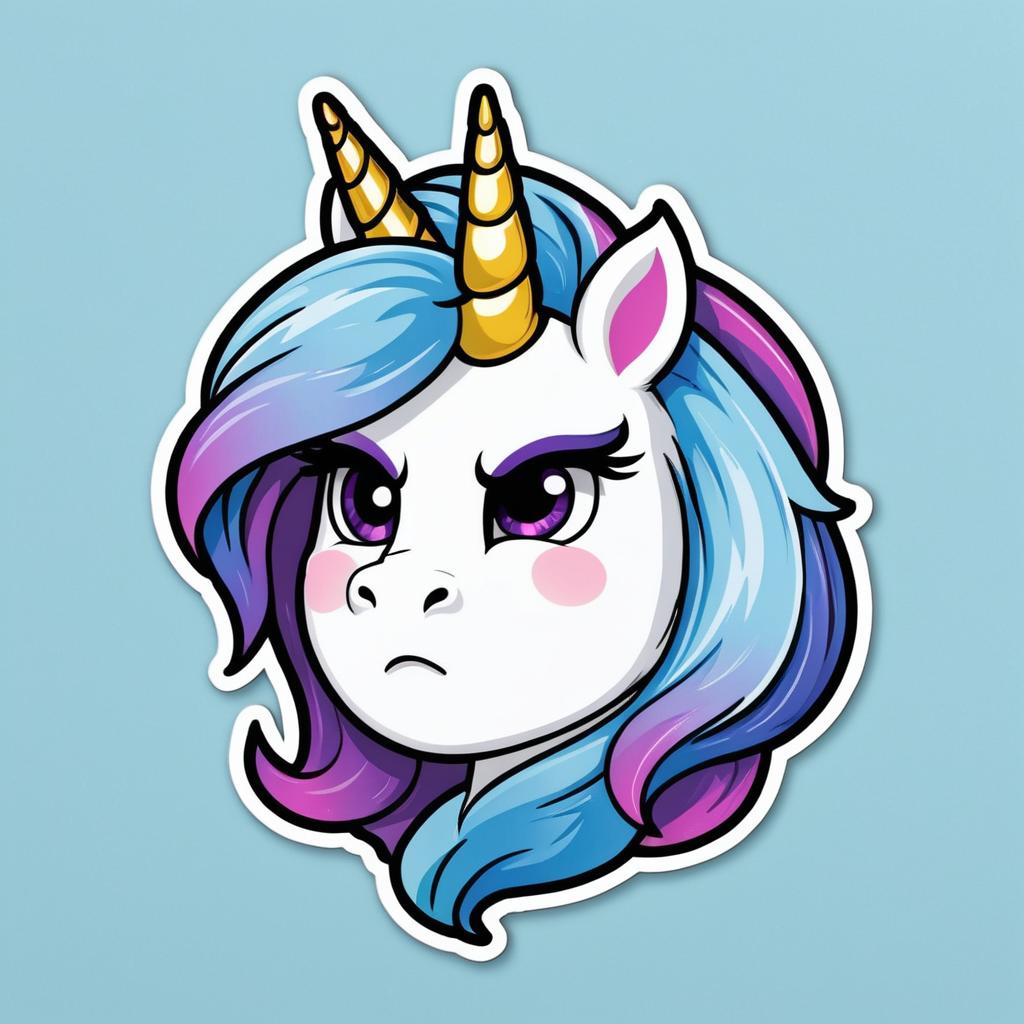 Adorable Androgynous Unicorn Sticker Design