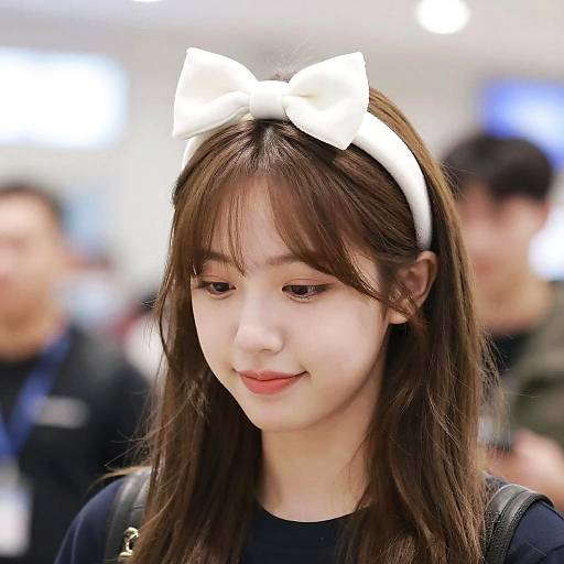 Young Woman with White Bow Headband