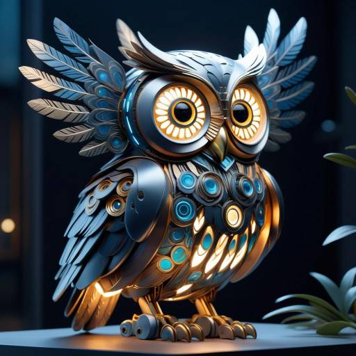 Hyper-Realistic Futuristic Robotic Owl