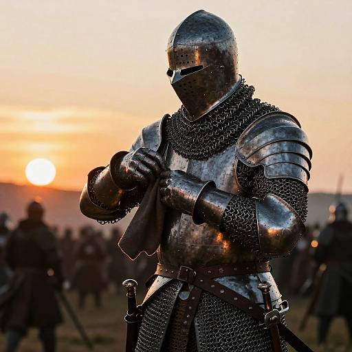 Knight Shedding Armor at Sunset