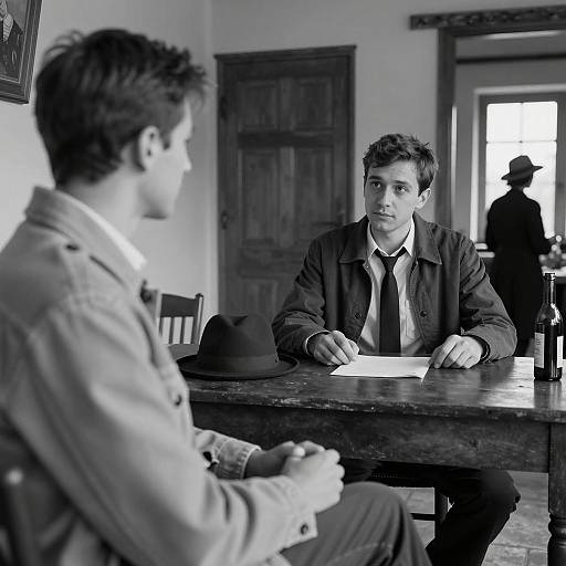 Rustic Black and White Photograph of Two Men