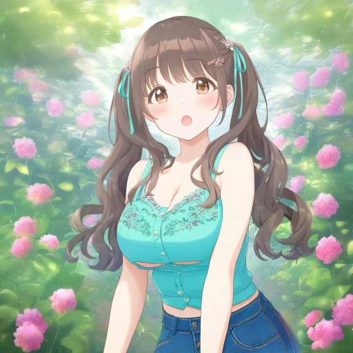 Vibrant Garden Girl with Twintails