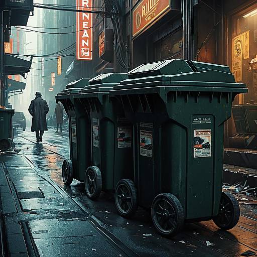 Cyberpunk Alley with Trash Bins