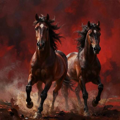 Epic Cinematic Horses in Dramatic Red
