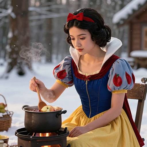 Snow White in Winter Cottage Glow