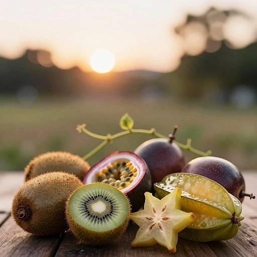 Coral Dusk Tropical Fruit Still Life