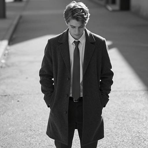 Mysterious Young Man in Grayscale