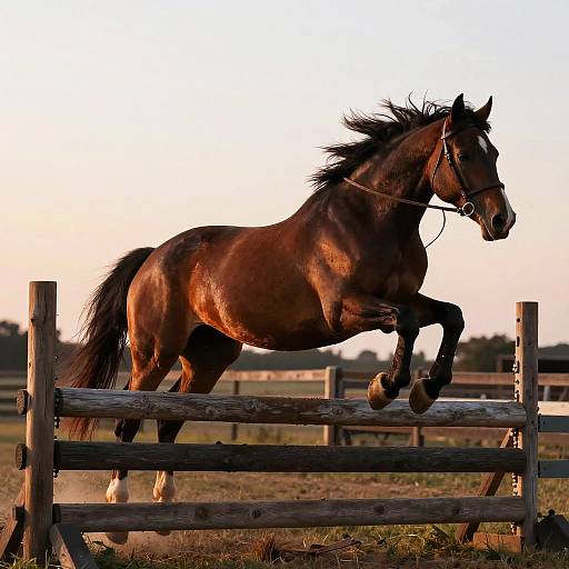 Majestic Horses Jumping at Dusk
