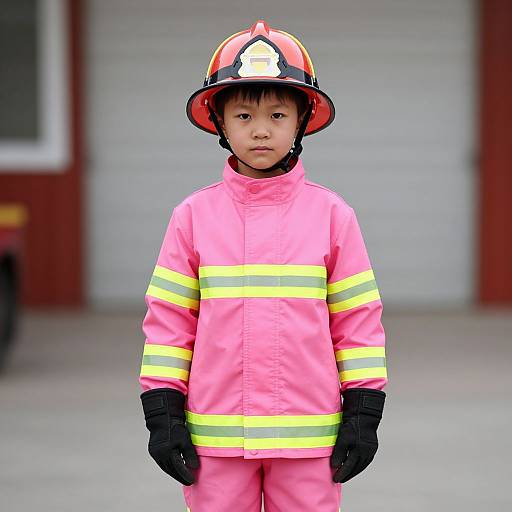 Solo Male Firefighter in Pink Jacket