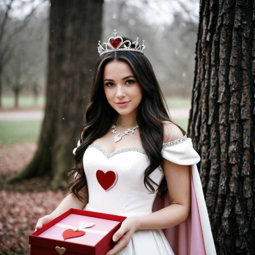 Princess Holding Valentine Gift Outdoors