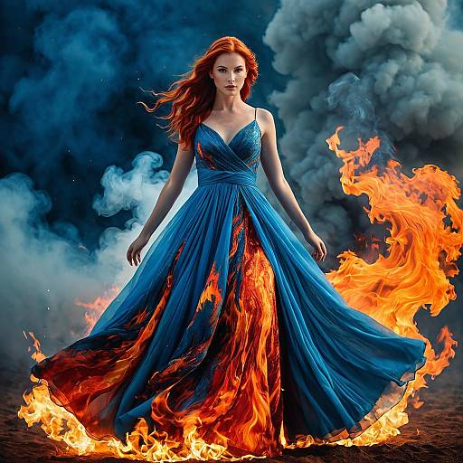 Elegant Fire and Ice Theme Party Dress