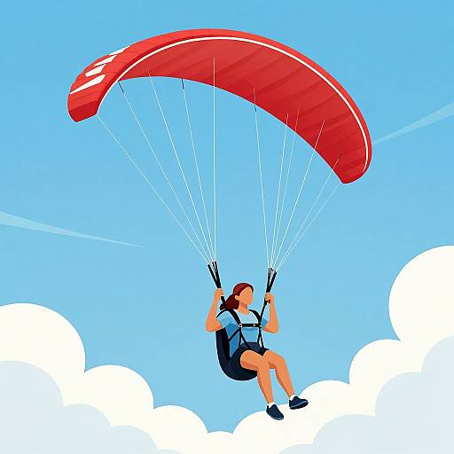 Graceful Paragliding Woman Vector Art