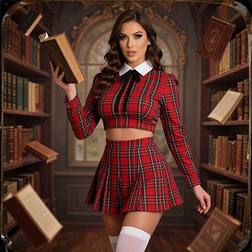 Preppy Woman in Wonderland Library