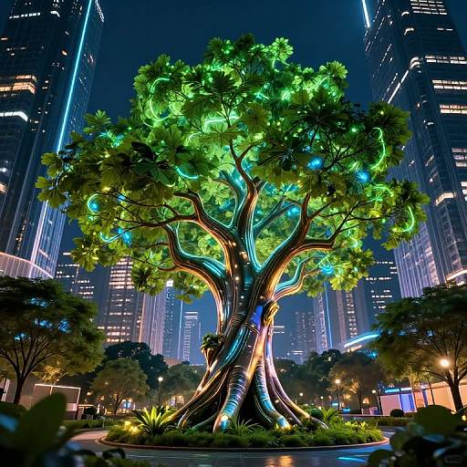 Futuristic Cyberpunk Neon Tree