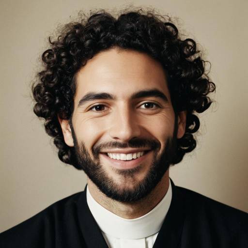 Smiling Clerical Hebrew Man with Curly Hair