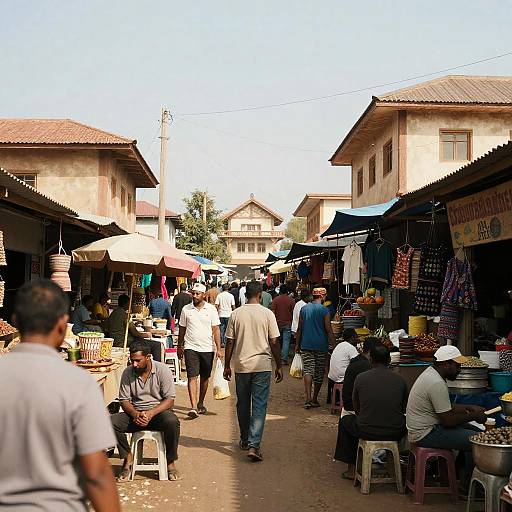 Bustling Small Town Marketplace Snapshot