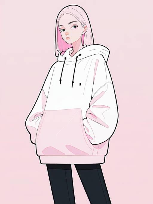 Stylish young woman in oversized hoodie