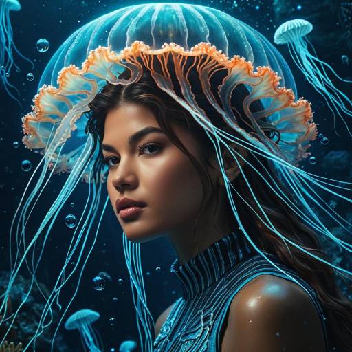 Fantasy Portrait of Woman with Jellyfish Headdress