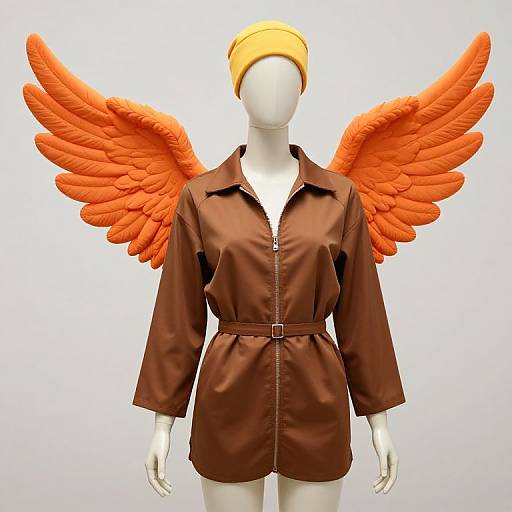 Mannequin in Brown Outfit with Wings
