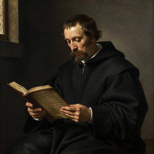 Middle-Aged Monk Reading Manuscript