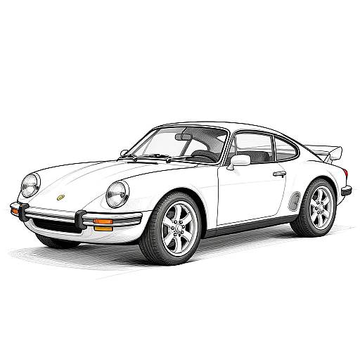 Classic Car Technical Outline Drawing