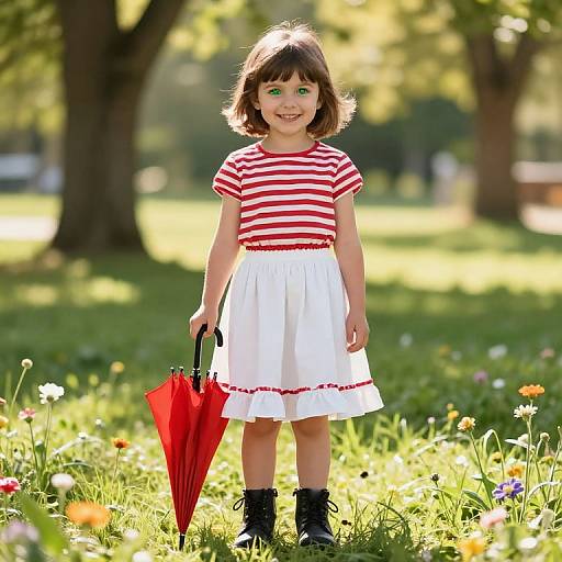 Cheerful Girl in Sunny Meadow