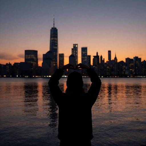 Heartfelt Silhouette Against Sunset Skyline