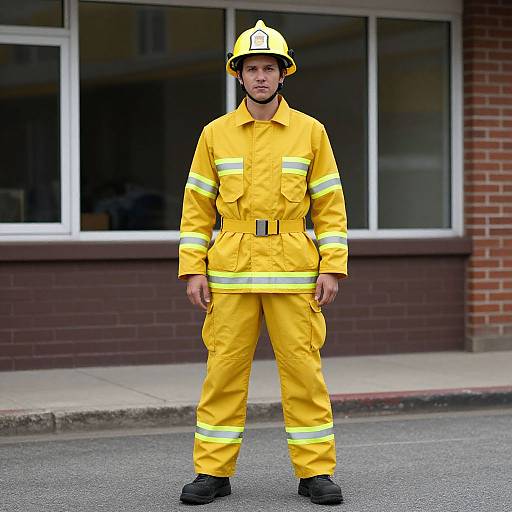 Firefighter in Yellow Uniform