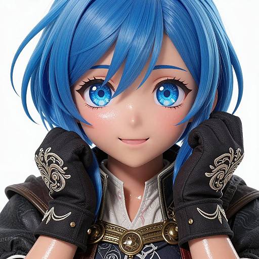 Vibrant Blue-Haired Valkyrie Portrait