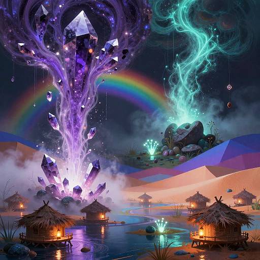 Surreal Dreamscape with Glowing Elements