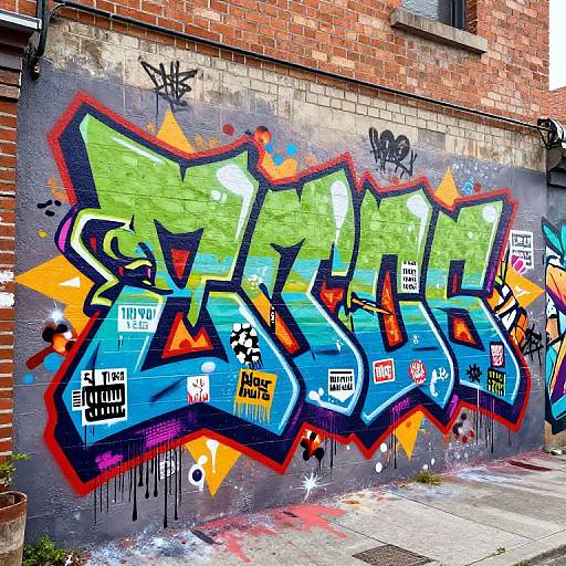 Vivid Urban Graffiti Name Mural