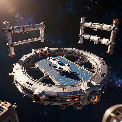 Futuristic Zero-Gravity Sports Arena in Space