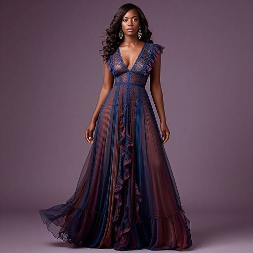 Elegant Black Woman in Jewel-Tone Dress