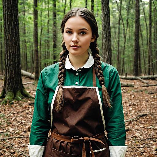 Realistic Baker Girl in Forest Costume
