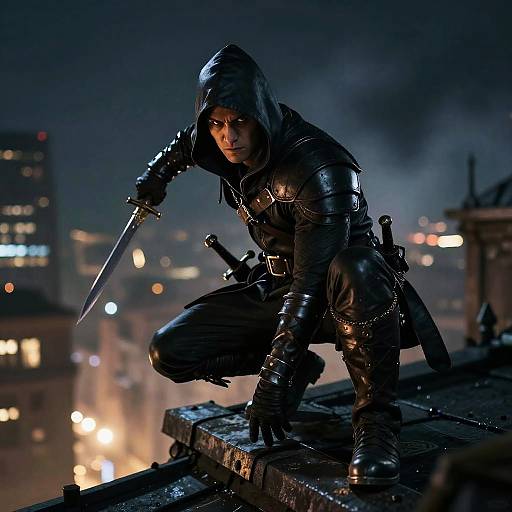 Stealthy Gnome Rogue on Rooftop