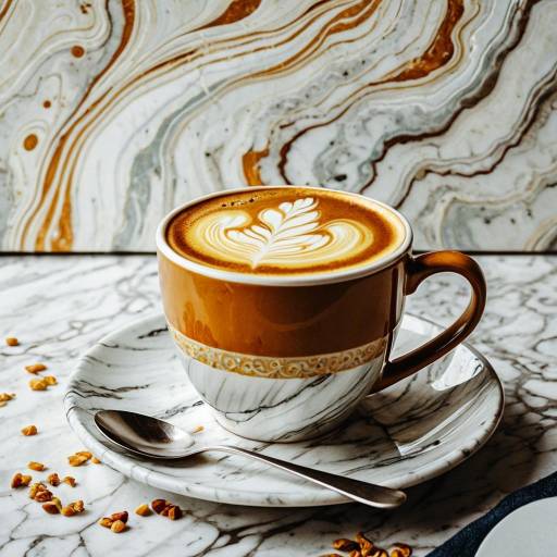 Butterscotch Latte Coffee Cup on Marble