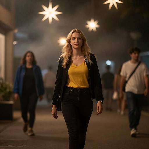 Blonde Woman in a Warm Night Scene