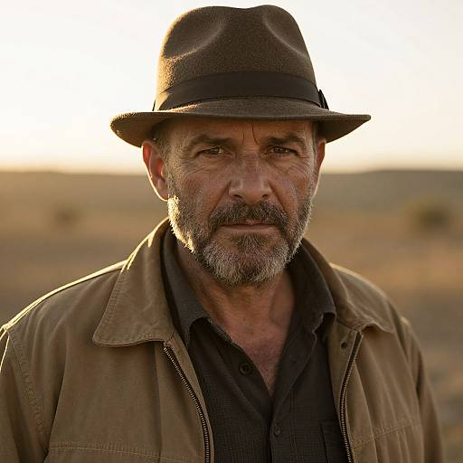 Rugged Man in Golden Sunset