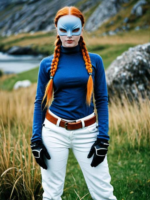 Woman Wearing Blue Mask and Braids Outdoors