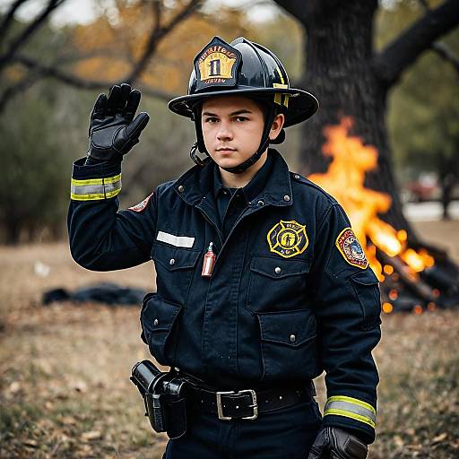 Realistic Solo Firefighter Halloween Scene
