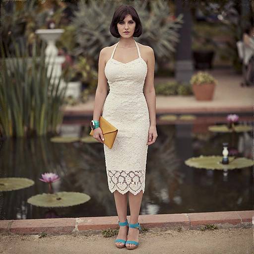 Chic Hourglass Woman in Botanical Garden