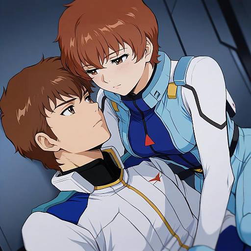 Illustration of Amuro ray, gundam in the style of Zunkome