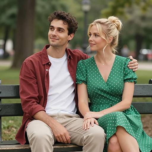 Relaxed Couple on a Park Bench