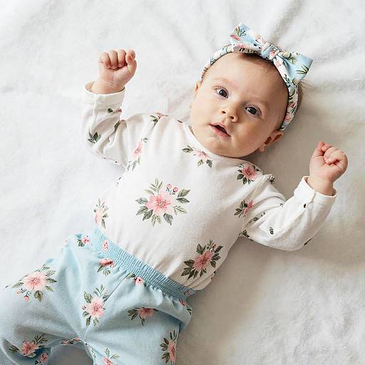 Curious Baby on Fluffy White Surface